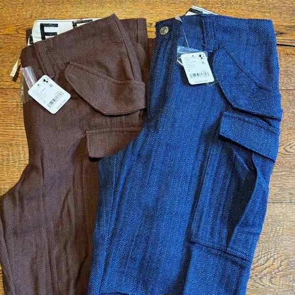 We The Free (Free People) Cargo Pants Size 0 (Blue and Brown), 2 pairs - - Picture 1 of 11